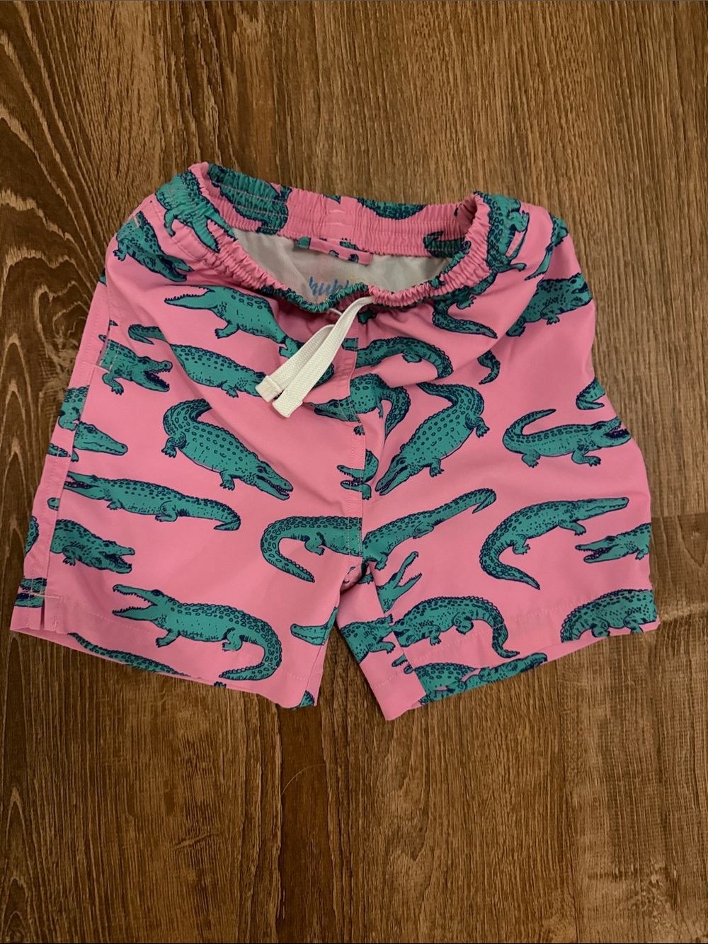 chubbies Pink Swim Shorts with Teal Alligator Print